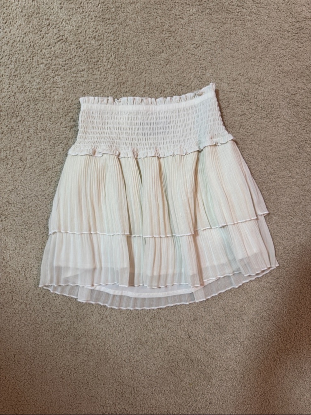 Katie J NYC White Tiered Smocked Mini Skirt